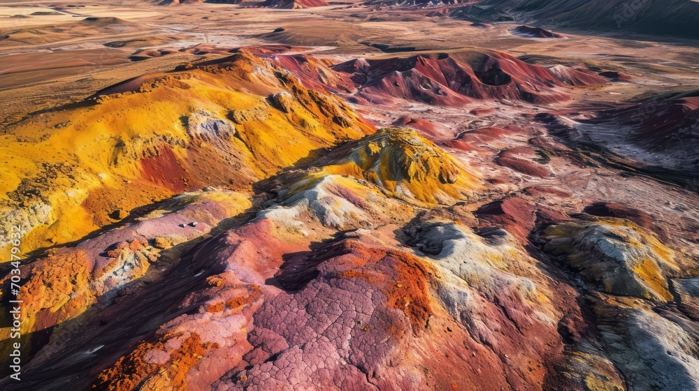 Surreal Earth Patterns: Aerial View of Mineral Rainbow