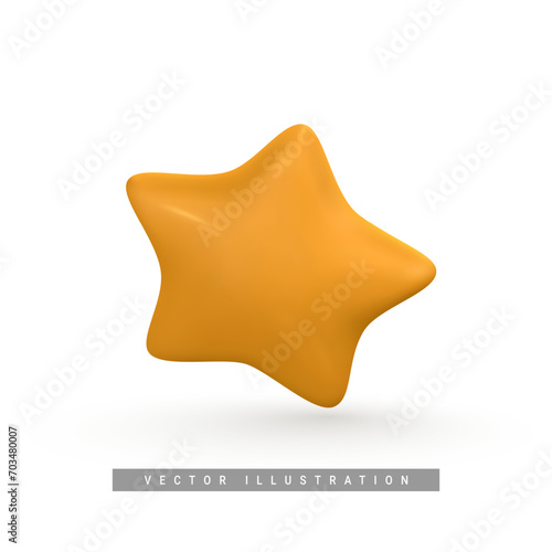 Yellow star. Customer rating feedback concept in cartoon minimal style. Vector illustration