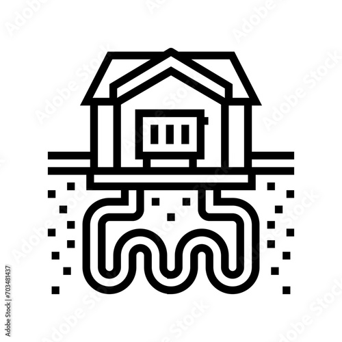 heat recovery system geothermal line icon vector. heat recovery system geothermal sign. isolated contour symbol black illustration