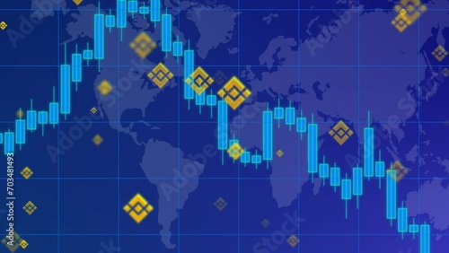 Financial stock chart background, online trading concept: stock market trading board, stock quotes, chart. Trader analysis on information paper chart. 3D Illustration photo