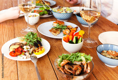 Festive table served for home dinner