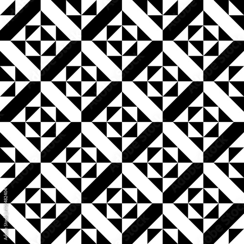Triangles, figures seamless pattern. Triangular shapes, forms ornate. Geometric background. Tribal motif. Folk wallpaper. Ethnic ornament. Geometrical image. Textile print, abstract. Vector artwork.