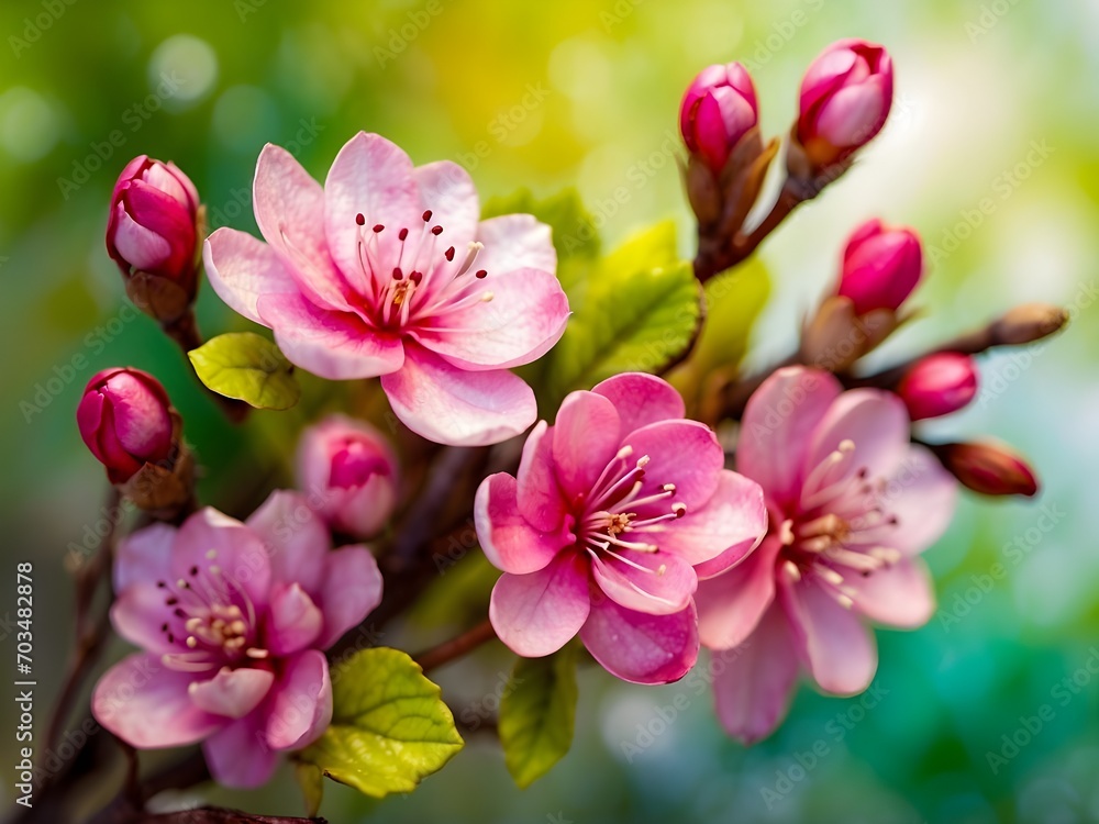 Obraz premium a close-up of a beautiful pink flower, a cherry blossom. 