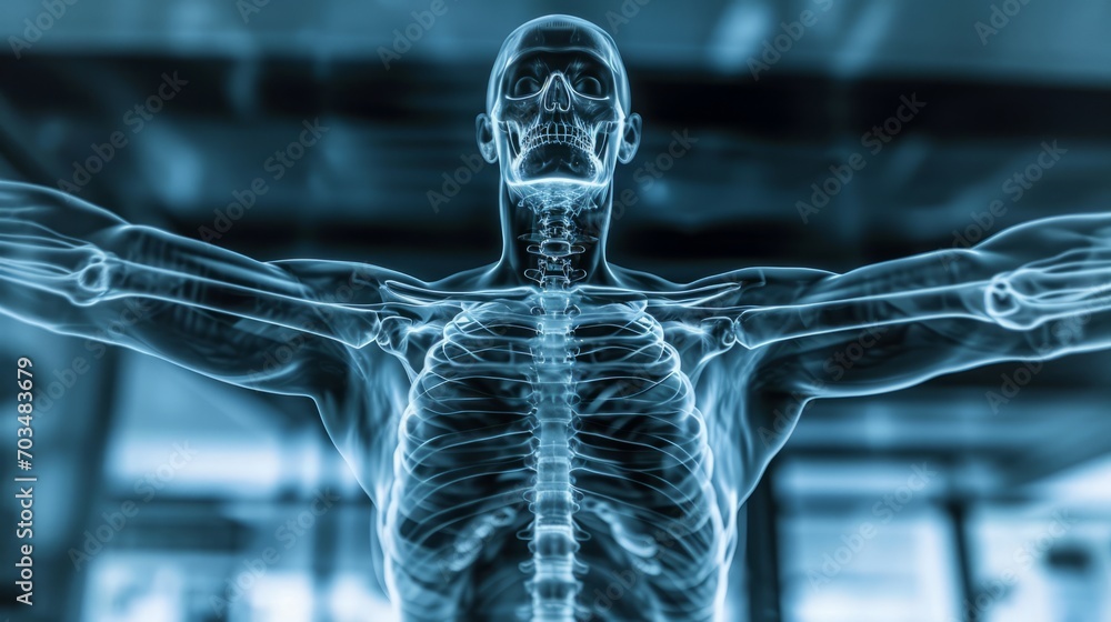 ray image showcasing the detailed skeletal structure of a human ... Biology Diagrams