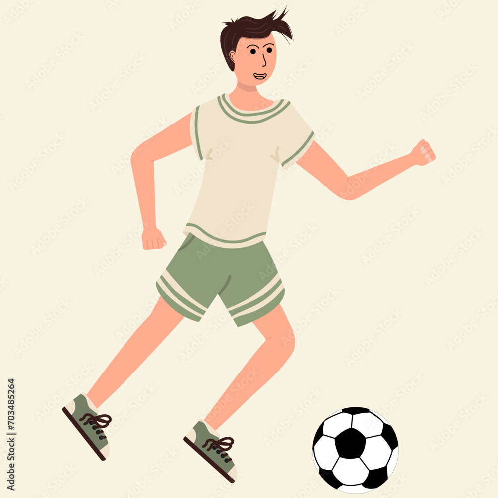 Player character in tracksuit playing football