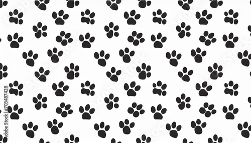 pet paw pattern seamless pet footprints pattern cat or dog paw pattern on white background pet paw texture © Florence