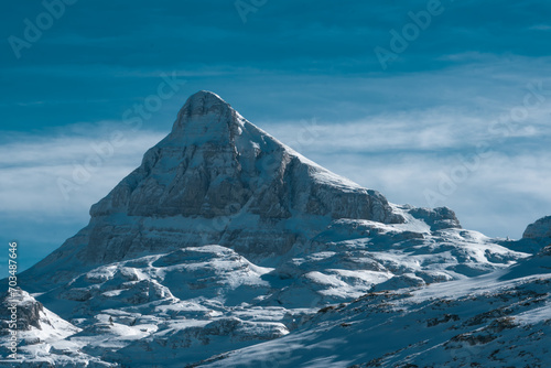 the great mountain peak Anie in french pyrenees europe, famous among mountaineers, copy space photo