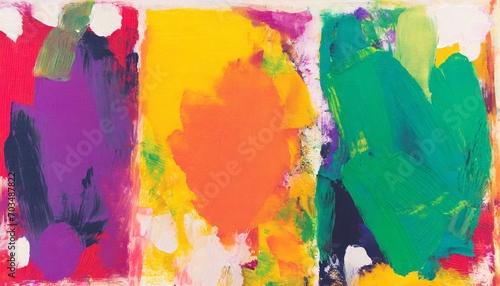 three abstract paintings bright colours versatile artistic image for creative design projects posters cards banners magazines prints wallpapers artist made art no ai