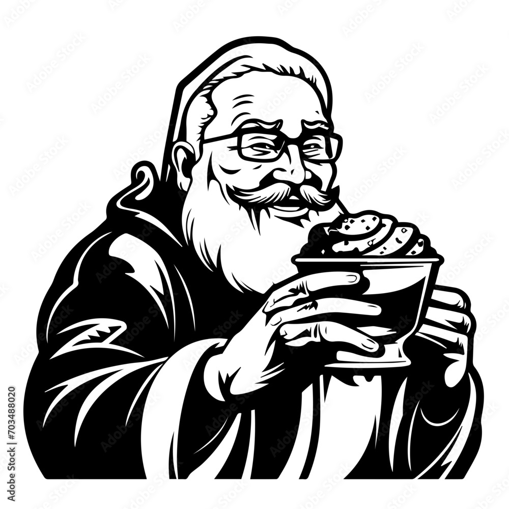 Santa Claus Enjoying a Feast Vector Santa Claus Enjoying a Feast Vector