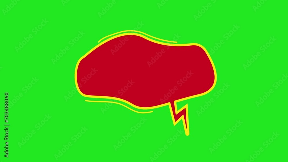 Speech bubble on green background. Red chat balloon animation. Animated thought balloon. Speech bubble on green background. Red chat balloon animation. Animated thought balloon.