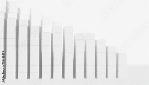 rows of cubes or boxes array on white background fading out abstract modern minimal data visualisation computer science research or business datum concept