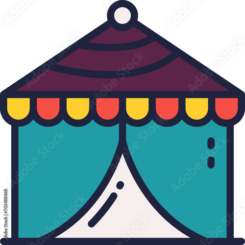 circus tent icon. vector filled color icon for your website, mobile, presentation, and logo design.