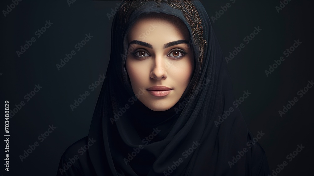 Beautiful muslim lady, copy space with generative ai Beautiful muslim lady, copy space with generative ai
