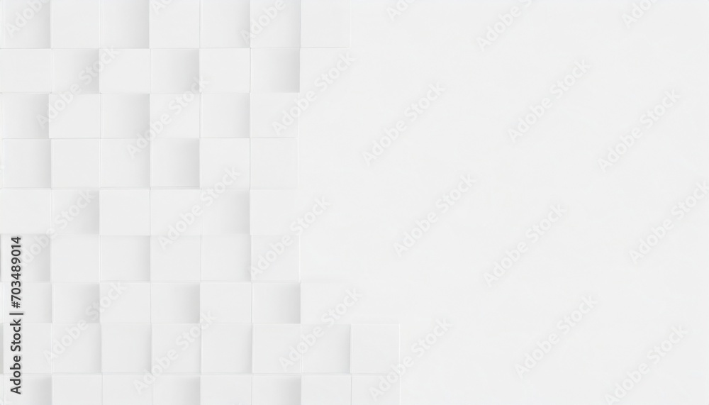 random shifted rotated white cube boxes block background wallpaper banner with copy space - obrazy, fototapety, plakaty 
