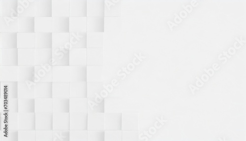 random shifted rotated white cube boxes block background wallpaper banner with copy space