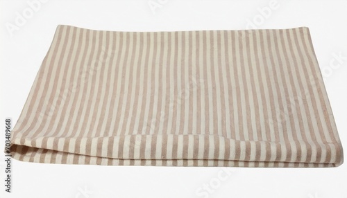 beige folded cotton striped napkin isolated kitchen towel top view element for design