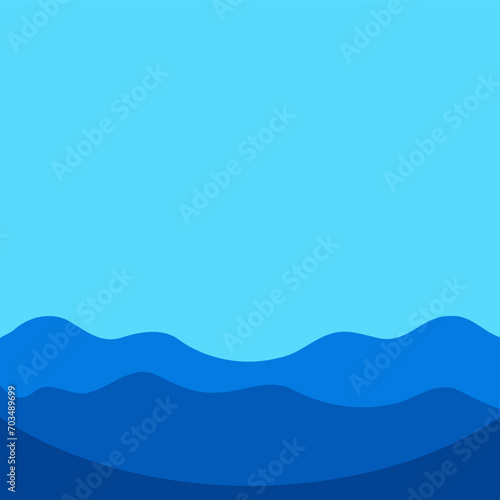 Blue wave, water wave, lines, blue sky background. Vector texture design poster banner abstract blue wallpaper background.