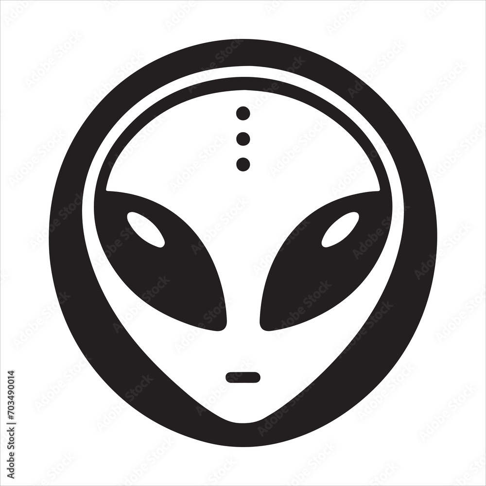 Fototapeta premium Alien vector silhouette illustration black color, Alien pose vector art, isolated white background