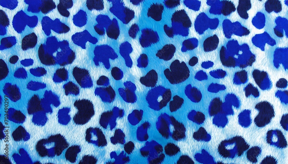 blue retro leopard animal print fur pattern fabric