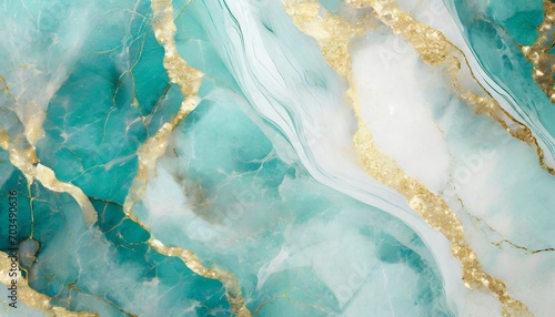 abstract luxury marble background digital art marbling texture turquoise gold and white colors