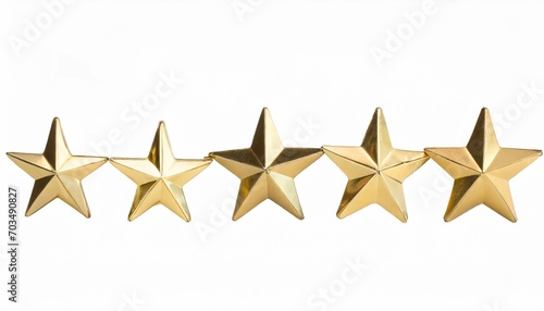 five gold stars isolated on a white