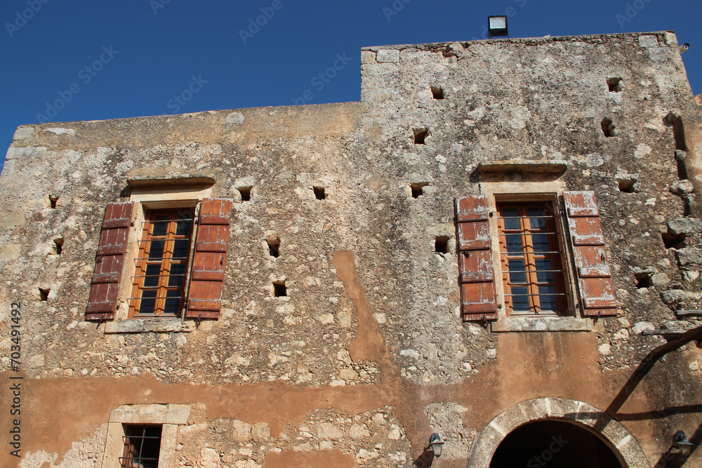 commons (habitation building ?) in an orthodox monastery (arkadi) in crete in greece 