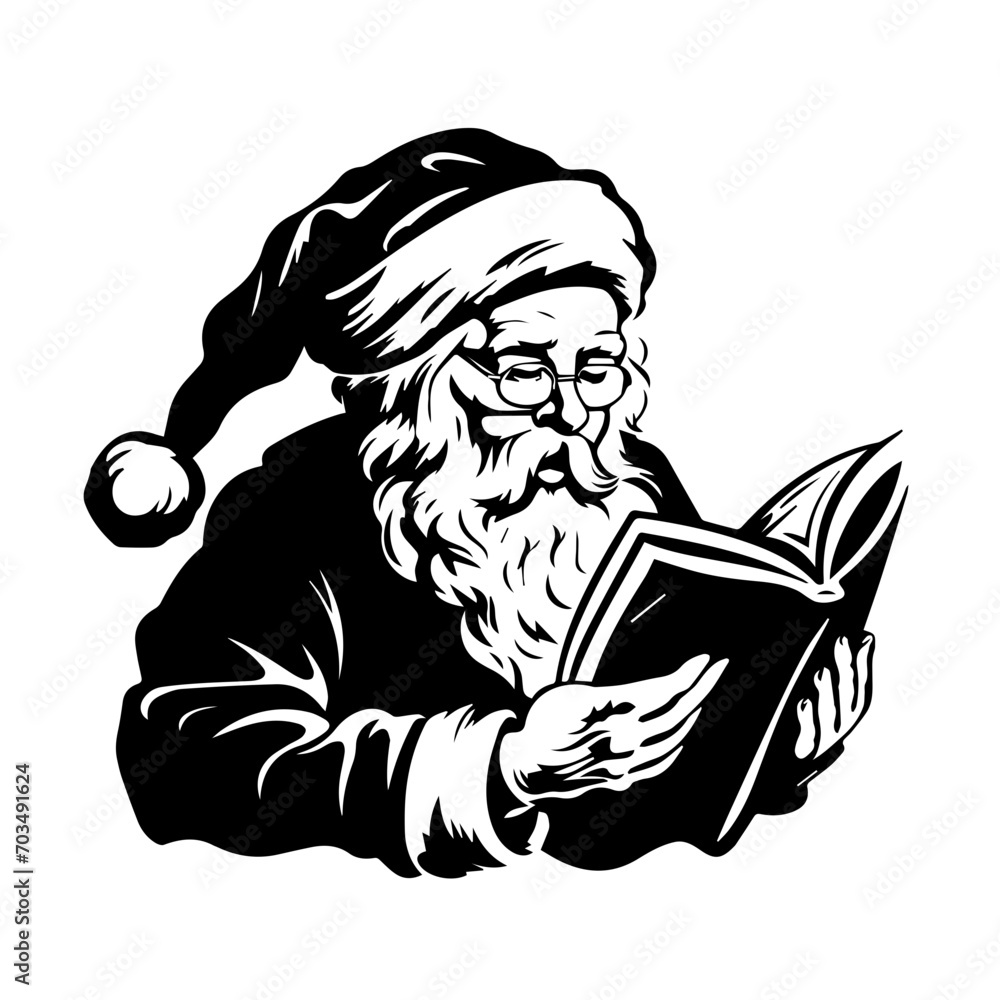 Santa Claus Reading a Christmas Book Vector Santa Claus Reading a Christmas Book Vector