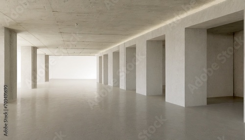 abstract empty modern concrete building rooms with corridor and rough floor liminal industrial interior background template