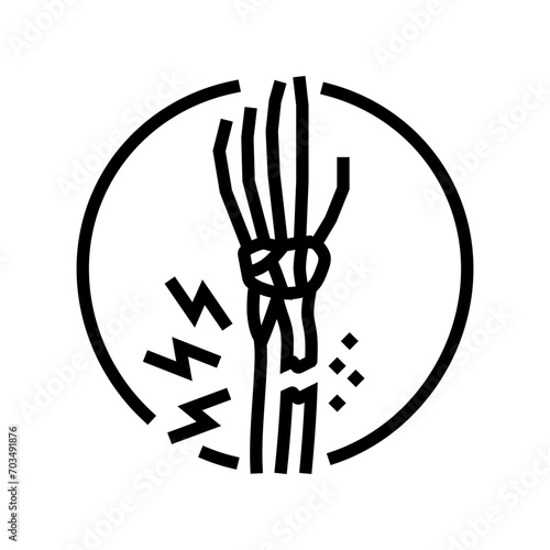 fracture forearm bones osteoporosis line icon vector. fracture forearm bones osteoporosis sign. isolated contour symbol black illustration