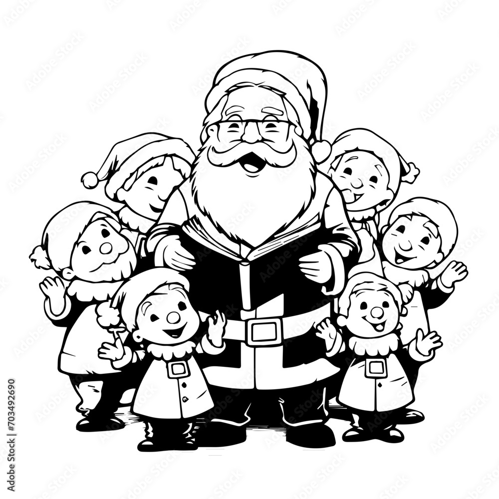Jolly Santa Claus Singing Carols Vector Jolly Santa Claus Singing Carols Vector