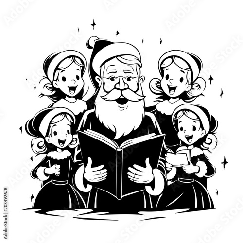 Jolly Santa Claus Singing Carols Vector