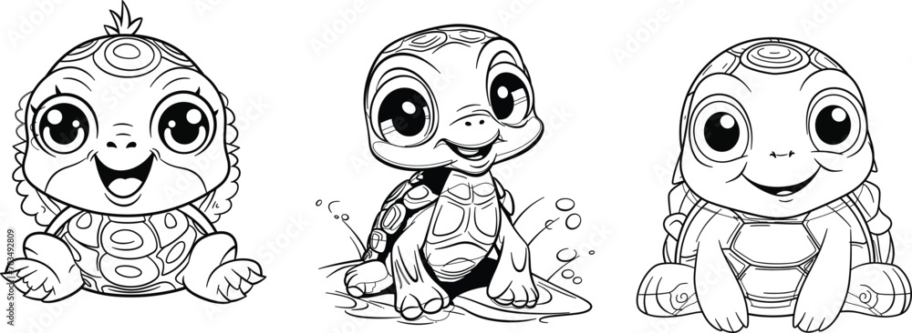 set of turtles vector illustration set of turtles vector illustration