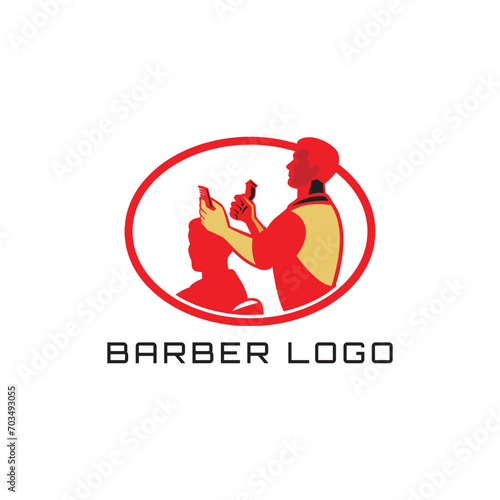 barber hair salon shop logo design vector