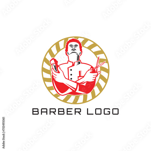 barber hair salon shop logo design vector