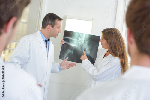 student and teacher in medical class - xray