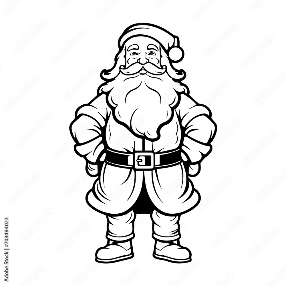 Black and white vector silhouette of Santa Claus, perfect for festive holiday graphics and Christmas decorations.
Black and white vector silhouette of Santa Claus, perfect for festive holiday graphics and Christmas decorations.