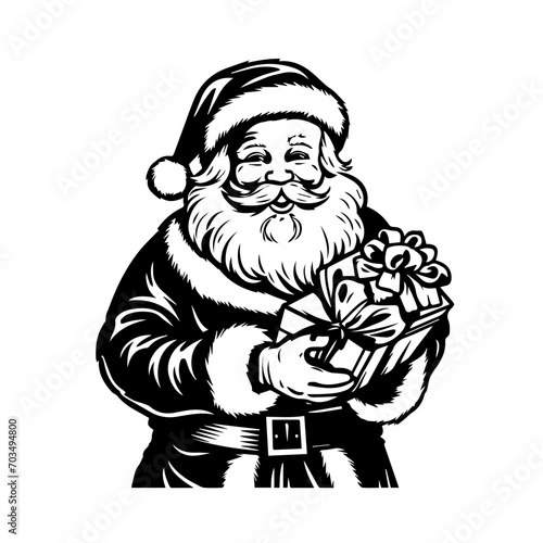 Generous Santa Claus with Christmas Gifts Vector