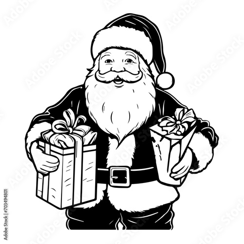 Generous Santa Claus with Christmas Gifts Vector