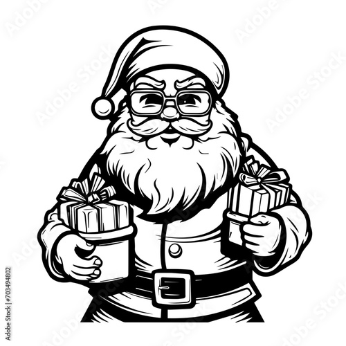 Generous Santa Claus with Christmas Gifts Vector