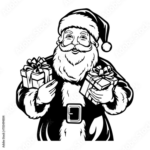 Generous Santa Claus with Christmas Gifts Vector