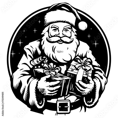 Generous Santa Claus with Christmas Gifts Vector