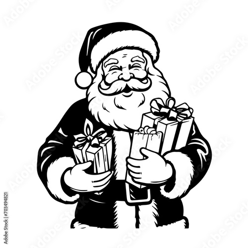 Generous Santa Claus with Christmas Gifts Vector