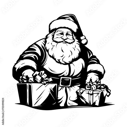 Generous Santa Claus with Christmas Gifts Vector