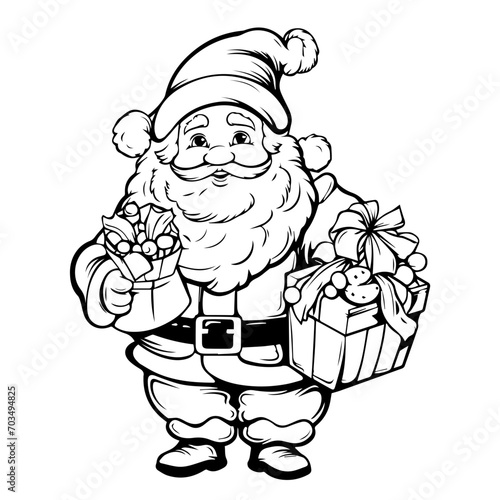 Generous Santa Claus with Christmas Gifts Vector