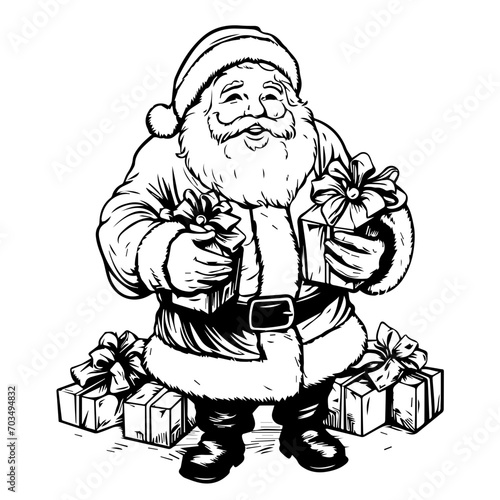 Generous Santa Claus with Christmas Gifts Vector