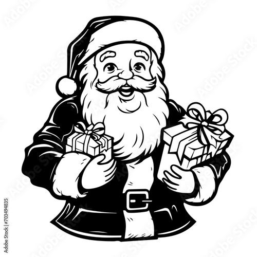 Generous Santa Claus with Christmas Gifts Vector