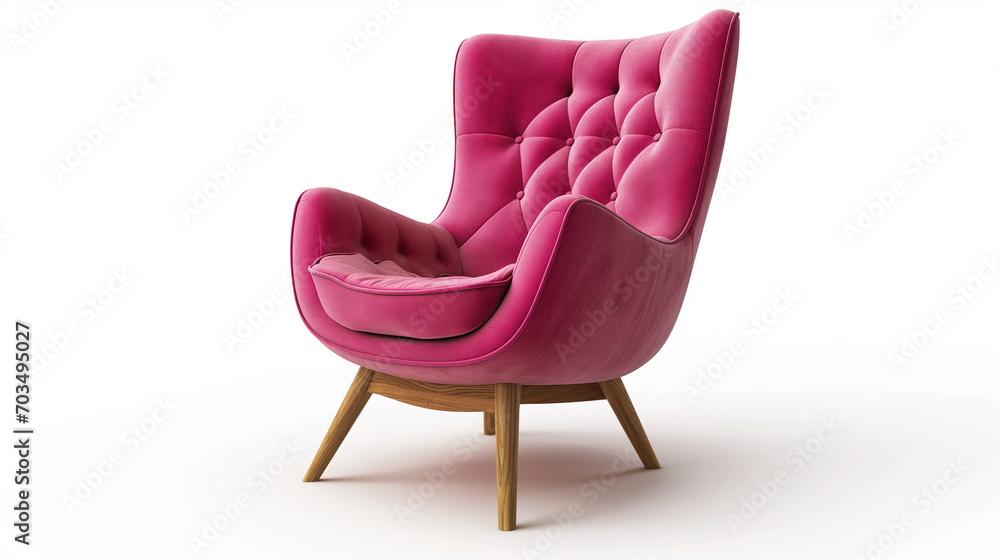 Isolated bright pink modern lounge armchair on white Isolated bright pink modern lounge armchair on white