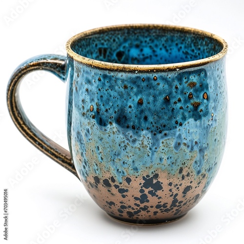 Designer's minimal design of ceramic mug, mockup of beautiful handmade ceramic on white background
