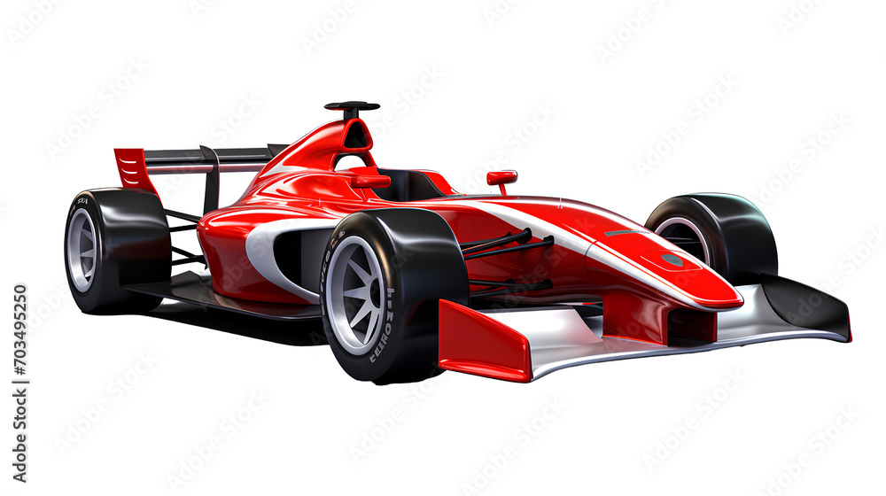racing car on the road on transparent background PNG. Mass transit concept.