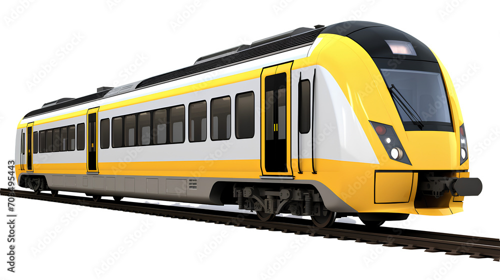 Modern train carriage on transparent background PNG. Mass transit concept.